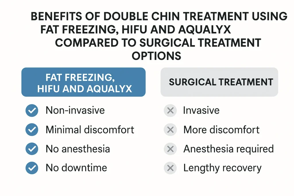 Graphic about the benefits of double chin treatment Bellshill - from LA LIPO